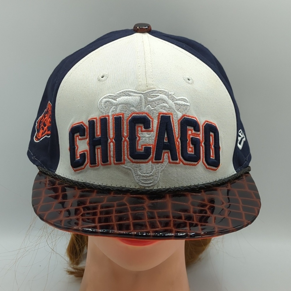 New Era 9FIFTY Chicago Bears Hat Faux Croc Brim Strap Back NFC TB Shield Cap